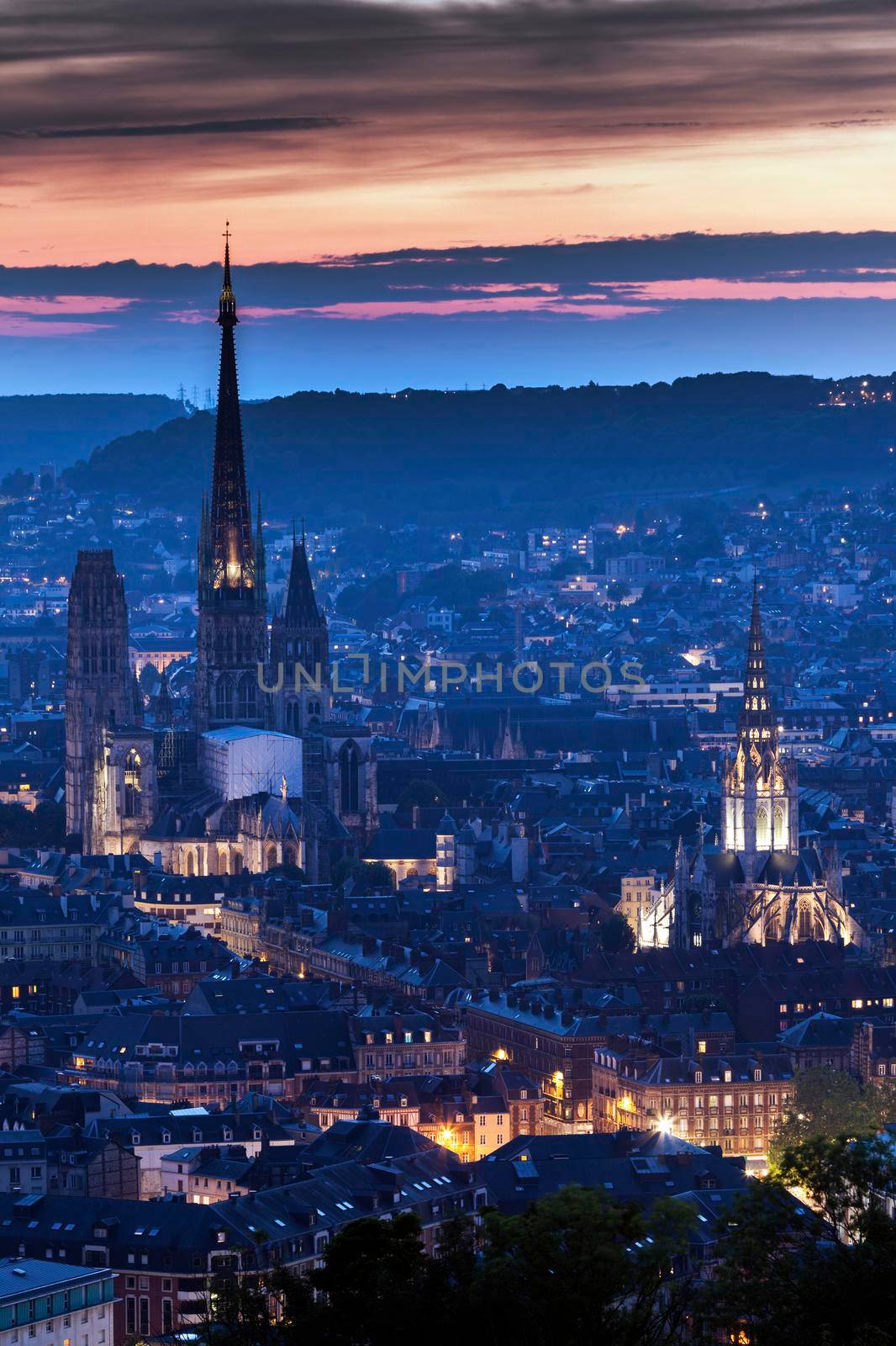 Panorama of Rouen at sunset by benkrut