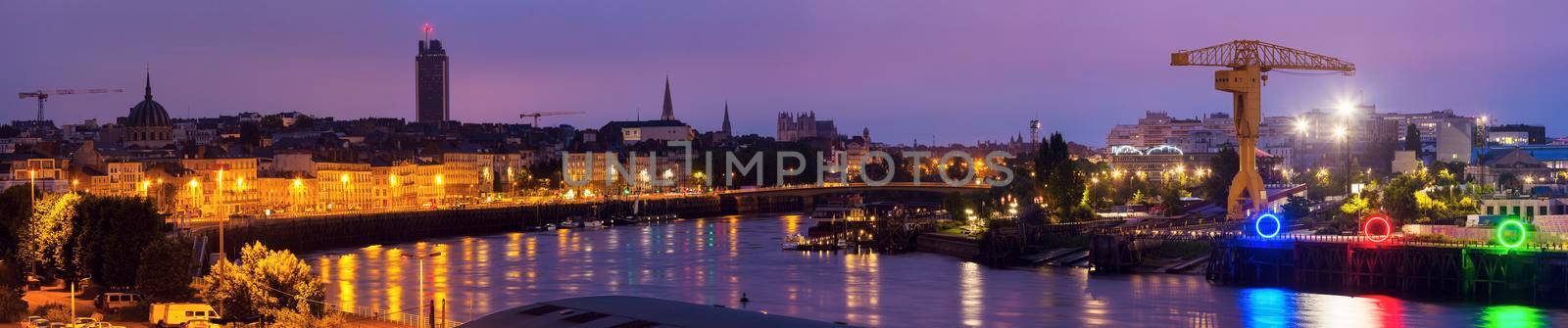 Sunrise in Nantes - panoramic view of the city by benkrut