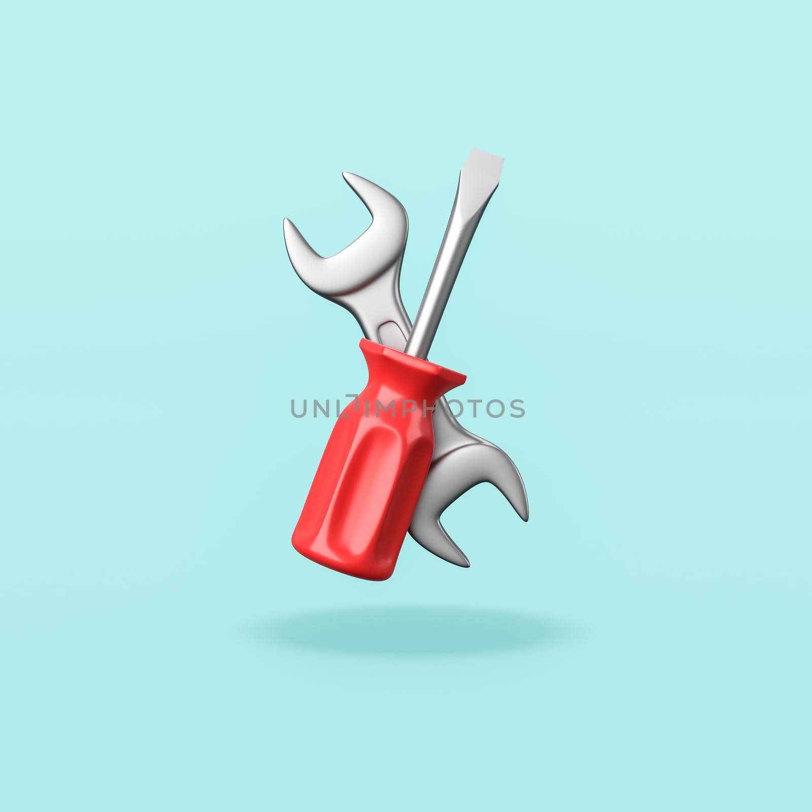 Hand Tools on Blue Background, Fix Concept by make