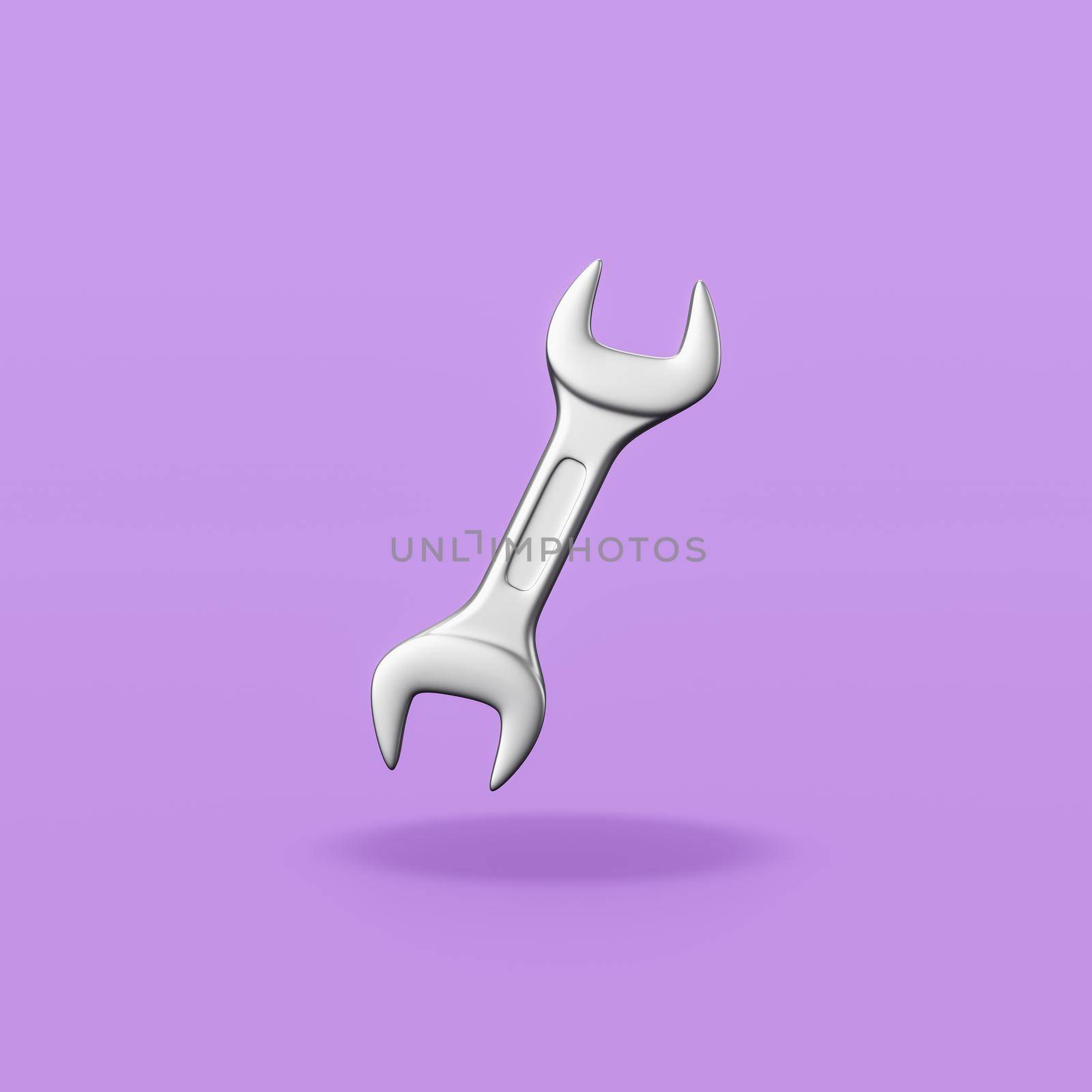 Metallic Wrench on Purple Background by make