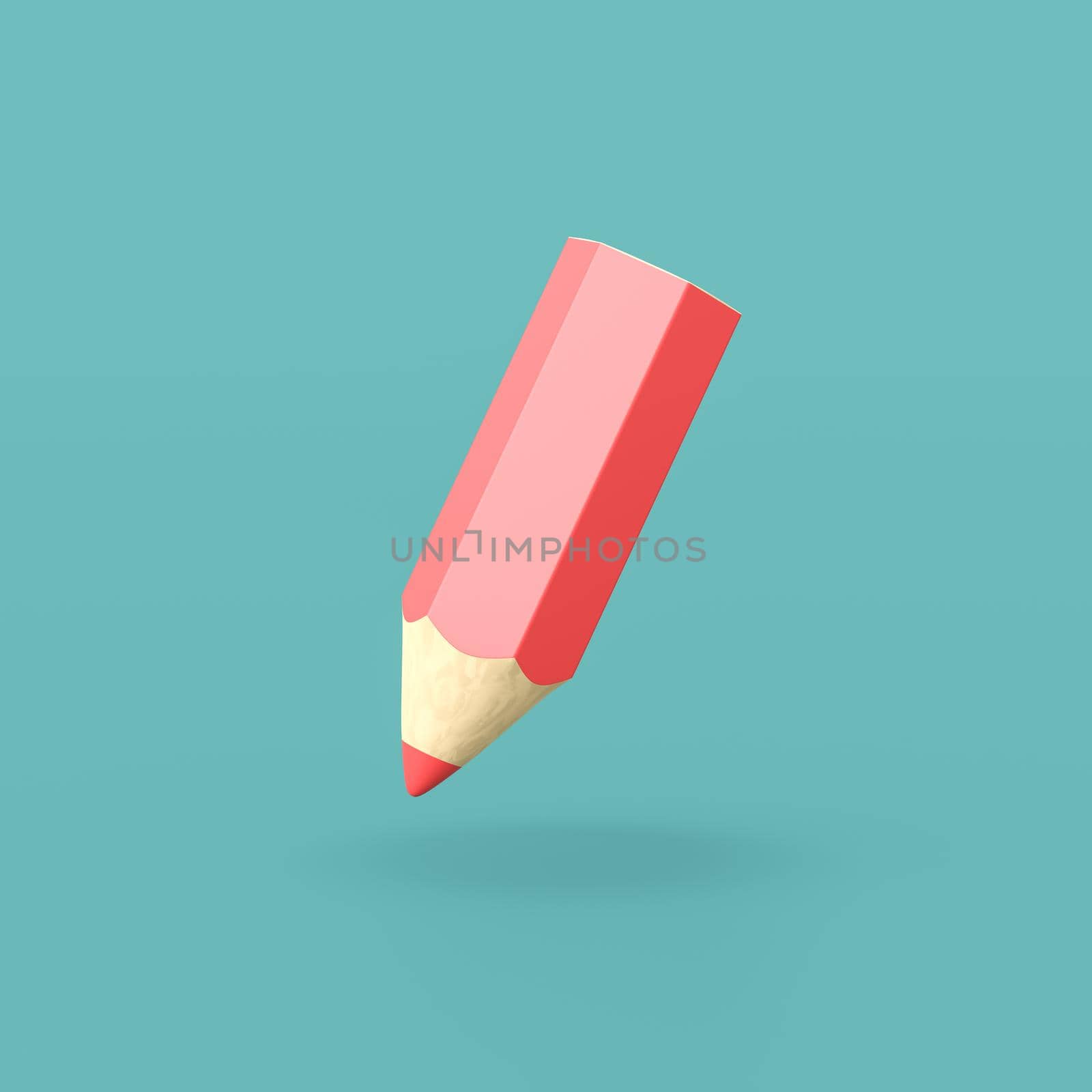 Funny Wooden Red Crayon on Blue Background 3D Illustration