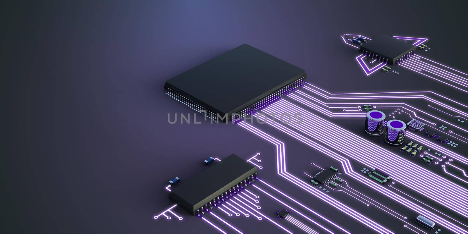 Abstract illustration of competing processors. The best processor is ahead