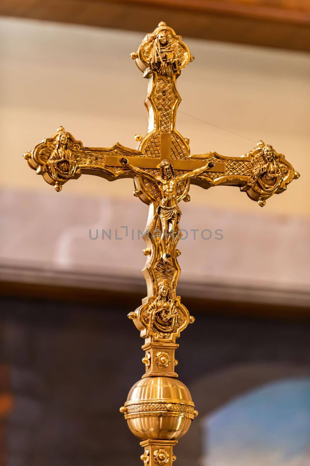 ancient crucifix with jesus in gold by carfedeph