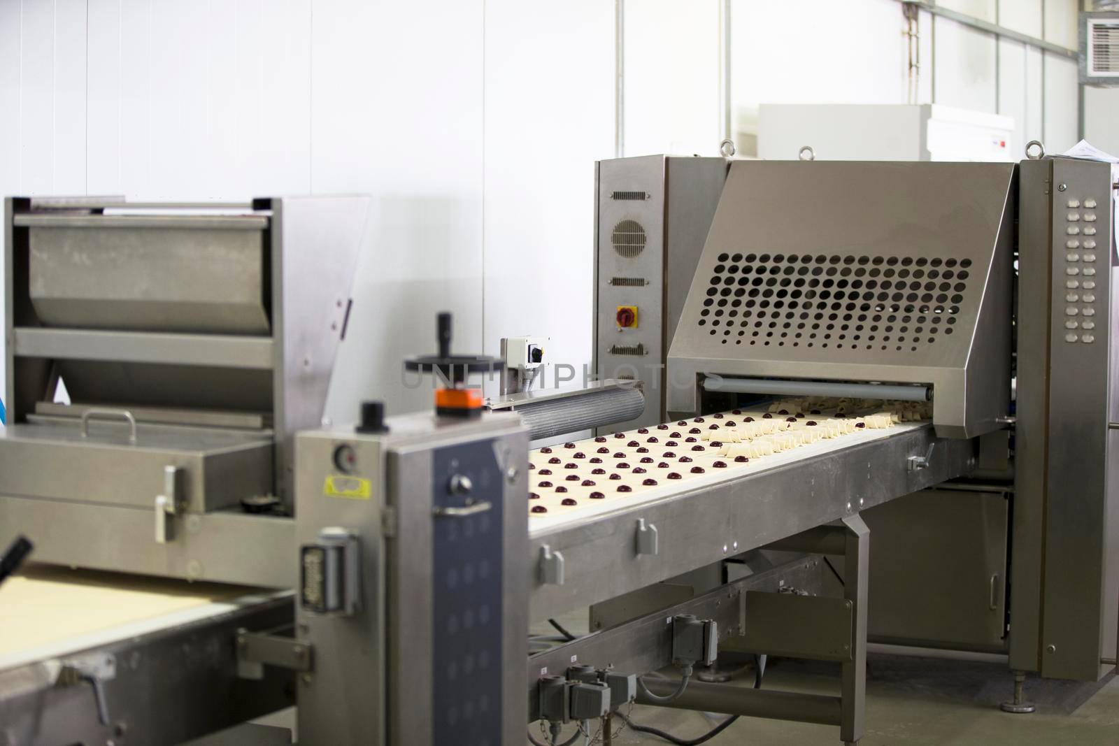 Industrial line for baking cookies. Wholesale professional production of culinary products
