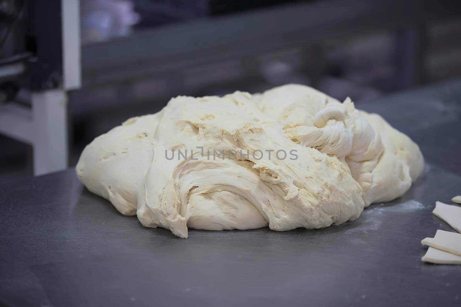 Yeast dough in an industrial kitchen