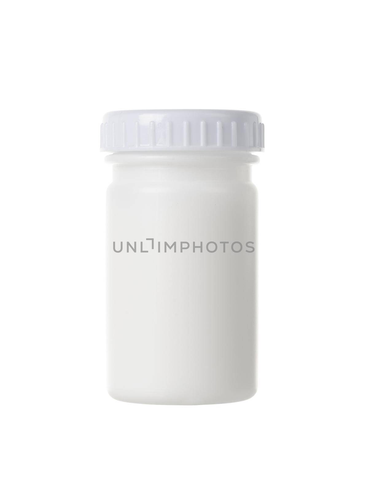 white plastic bottle on white background, glue bottle