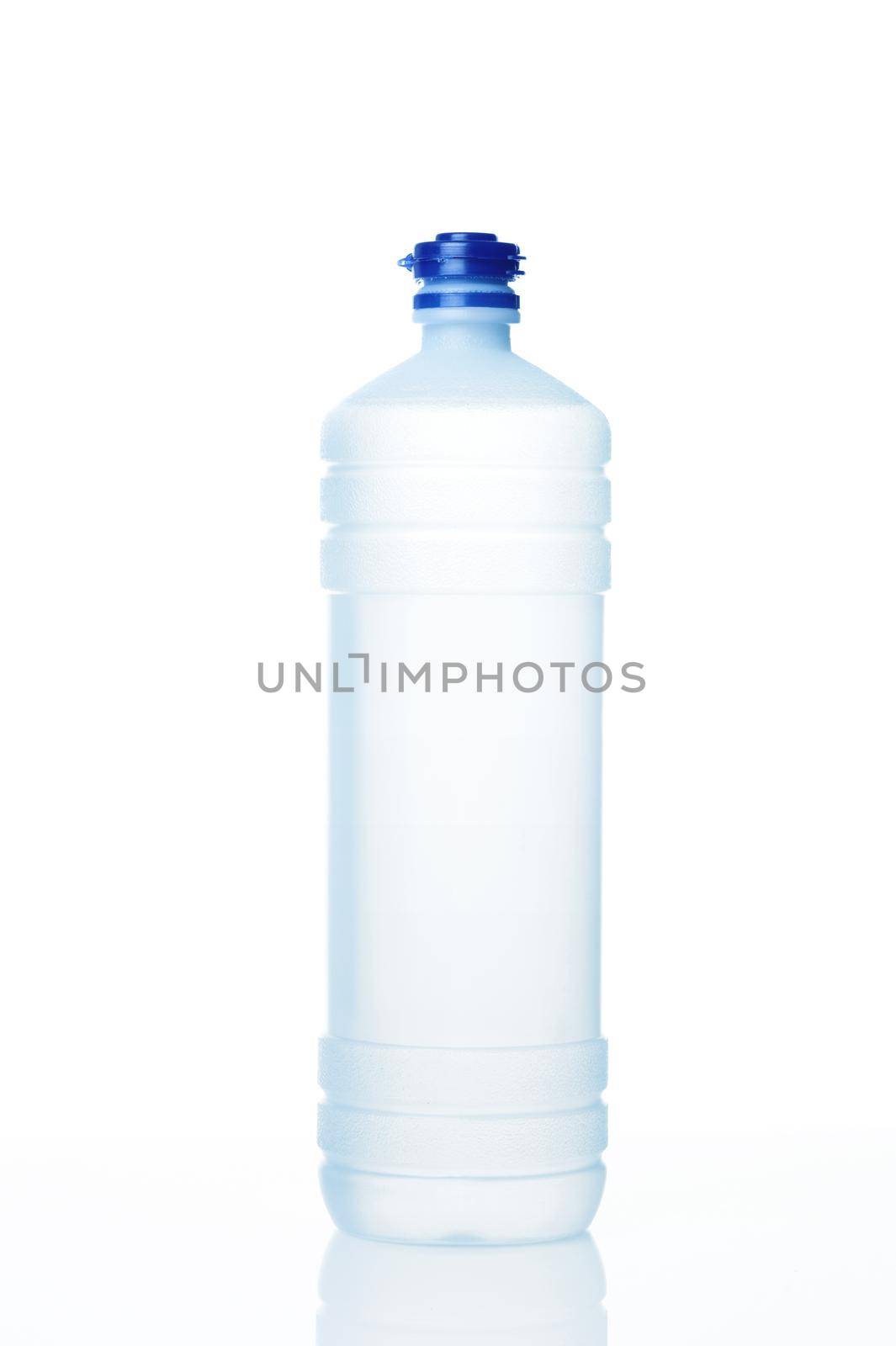 Distilled water for refill car's battery on white background