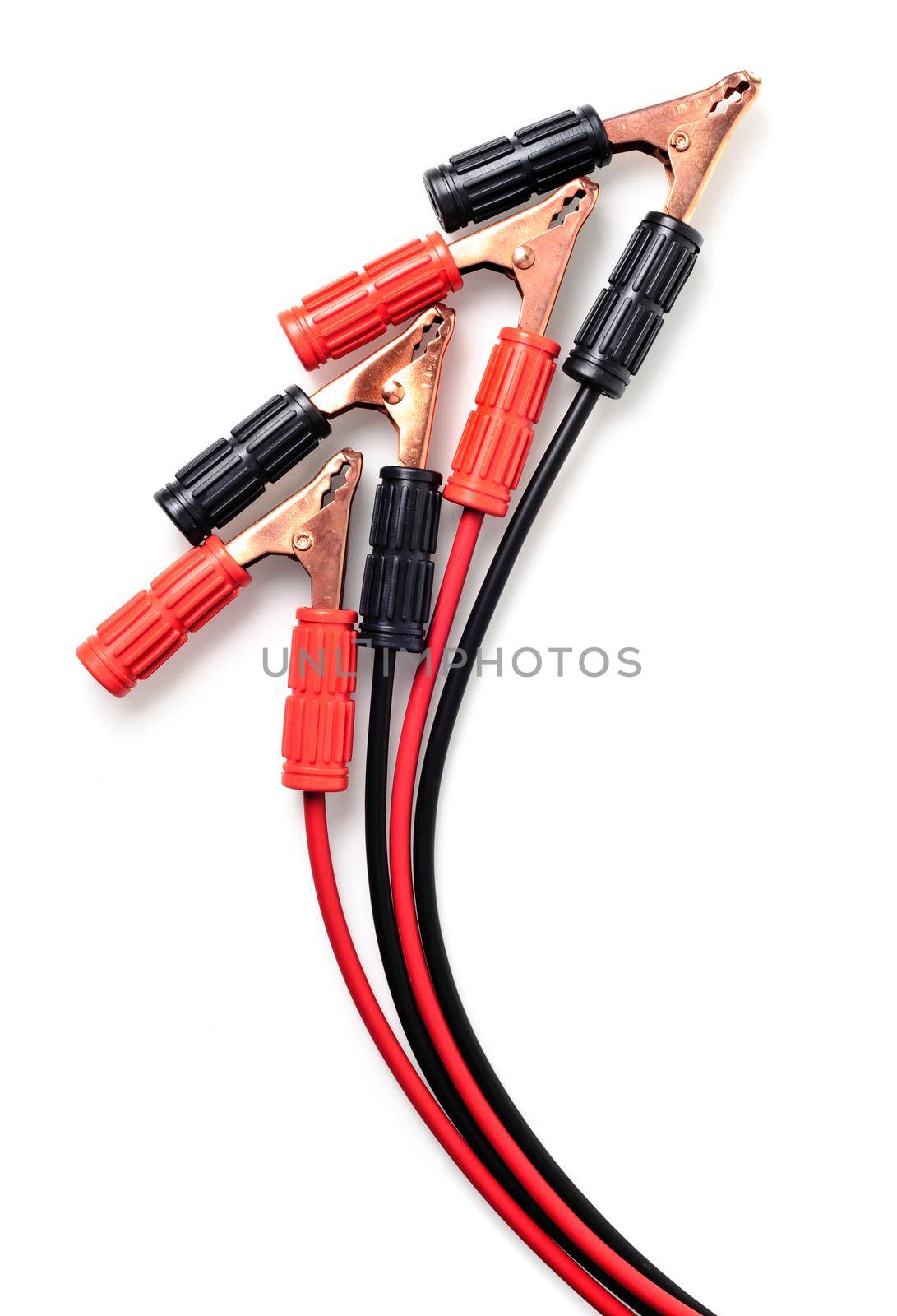 jumper cable for car battery isolated on white background