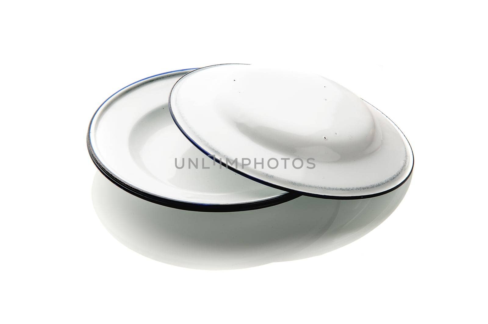 closeup white vintage plate on white background