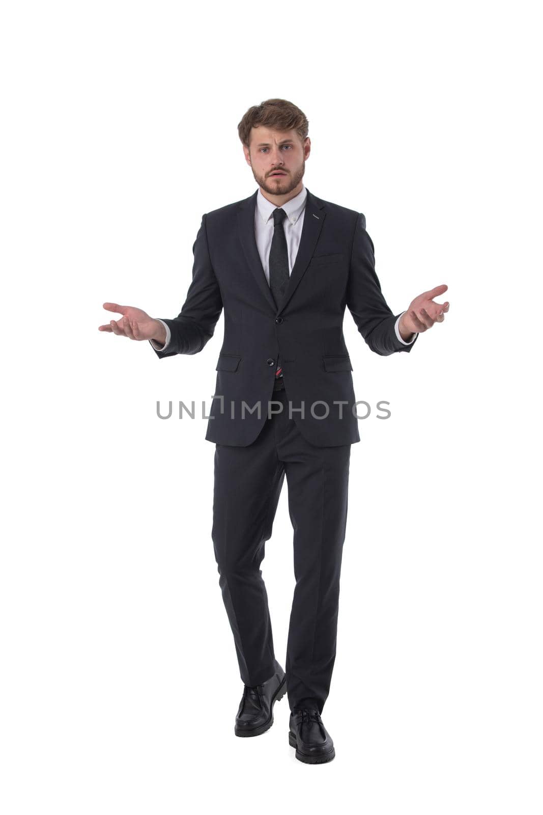 Young handsome business man wearing suit clueless and confused expression. Doubt concept.