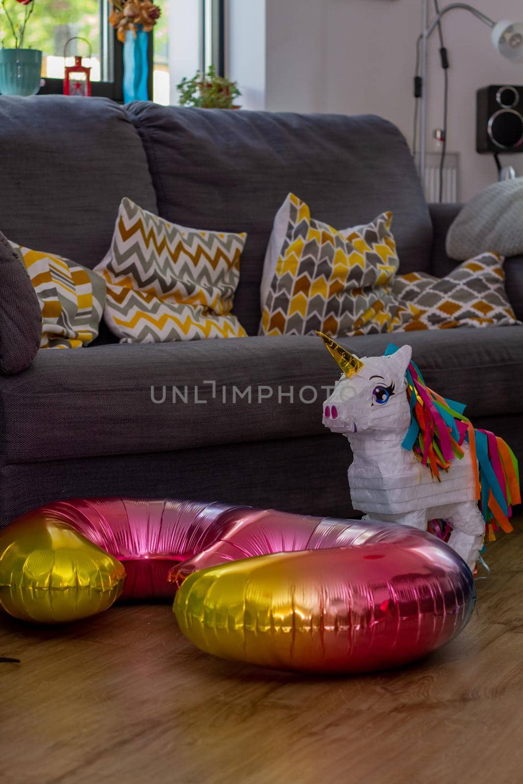 Birthday Decorations In A Living Room By A Sofa by AlbertoPascual