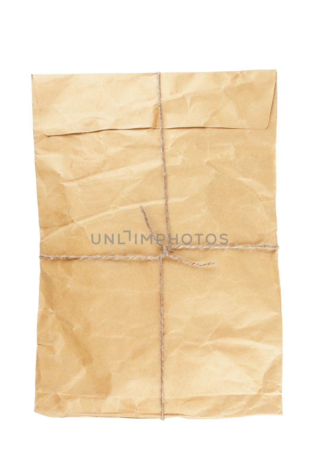 closeup brown envelope on white background