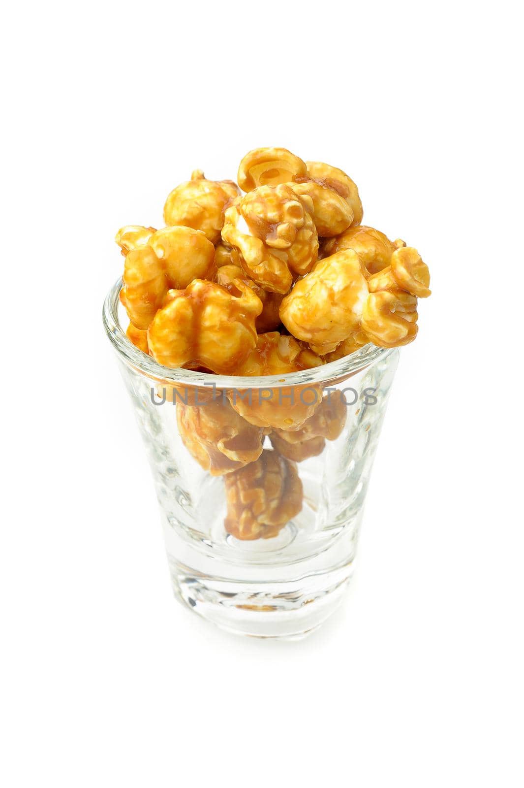 caramel popcorn isolated on white background