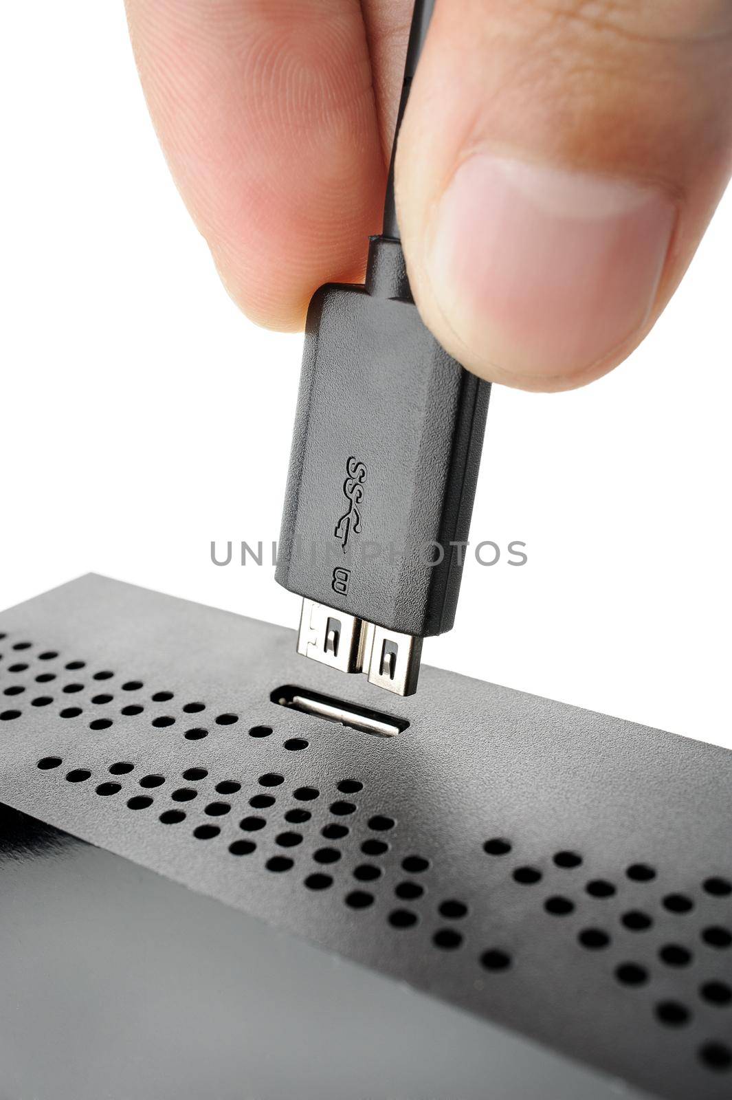 closeup detail of USB 3.0 connector