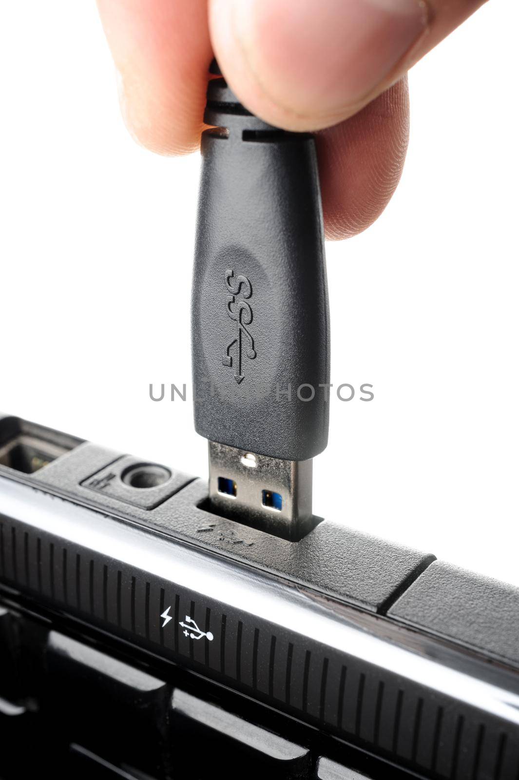 closeup detail of USB 3.0 connector