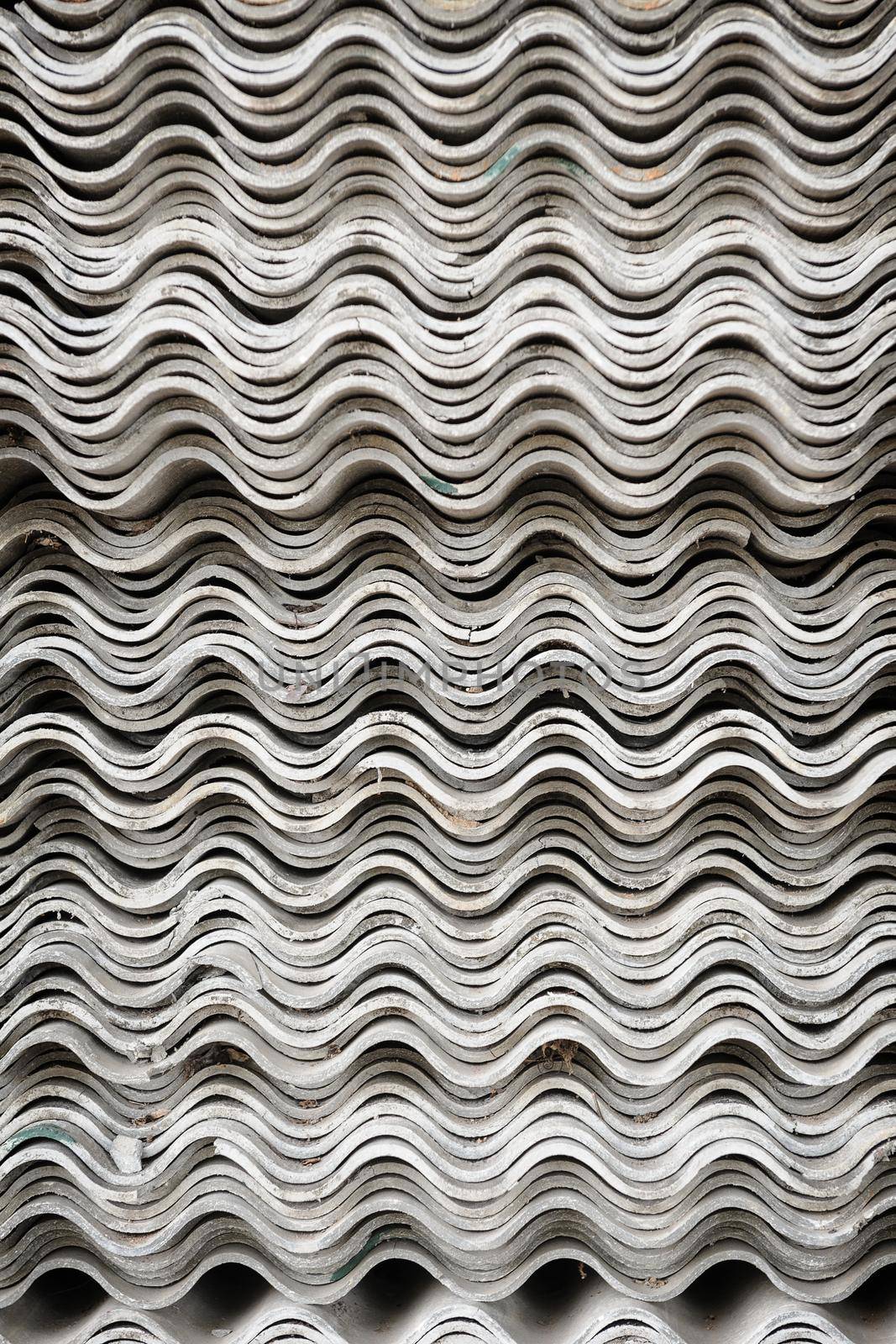 closeup stack of gray roof tiles, Construction industry concept