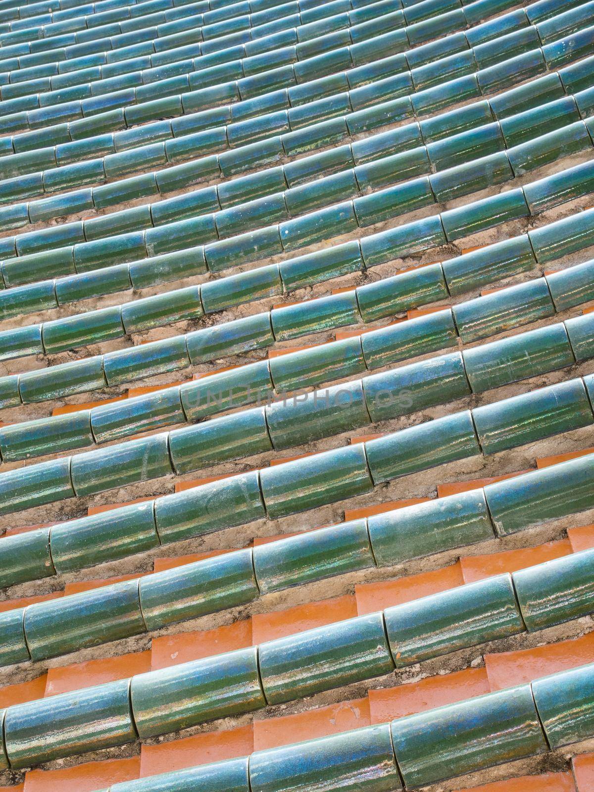 closeup abstract ceramic roof tiles, details of roof