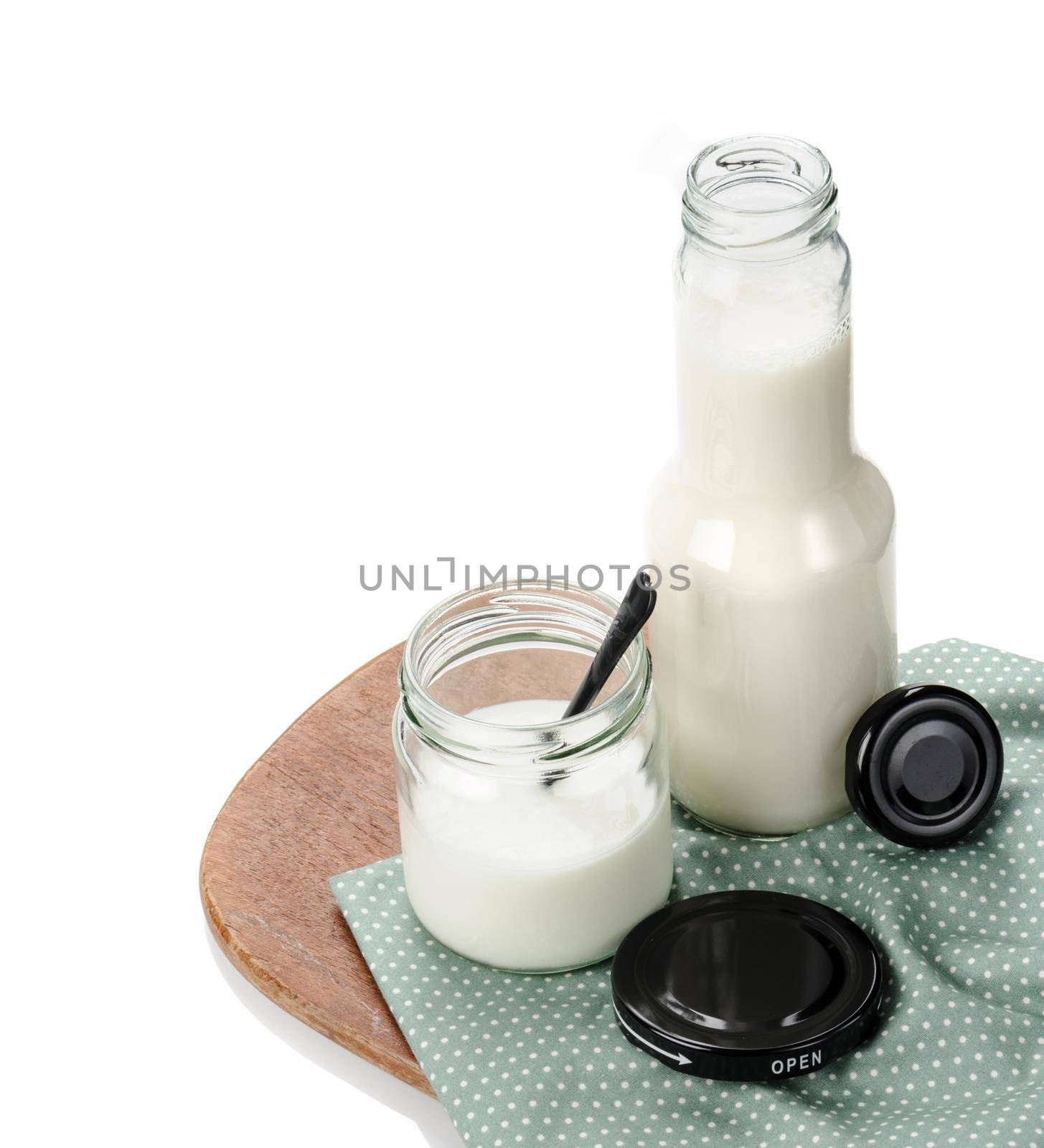 natural yogurt in glass jar, delicious natural yogurt 