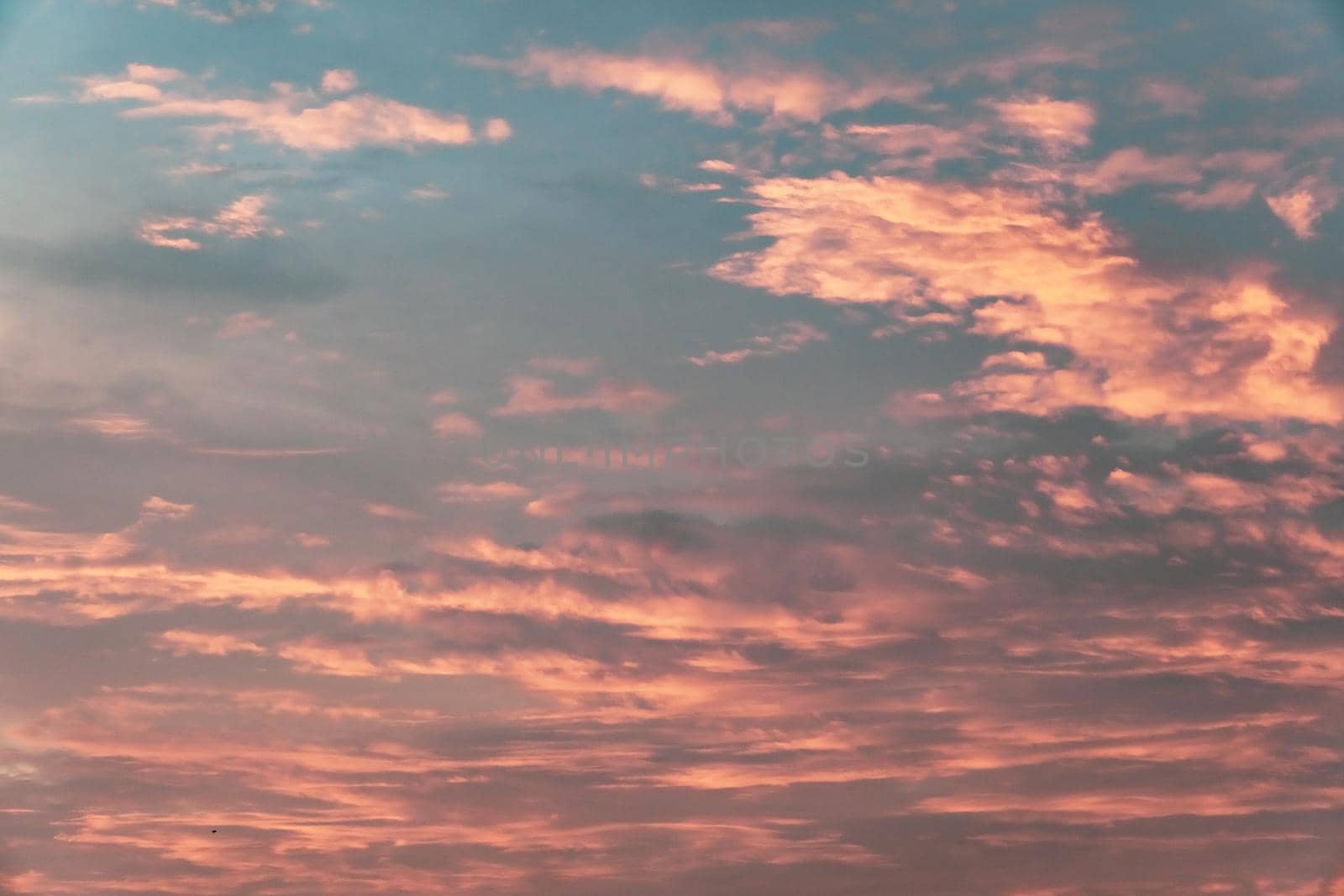 Copy space summer twilight sky and cloud with light flare from sun abstract background.