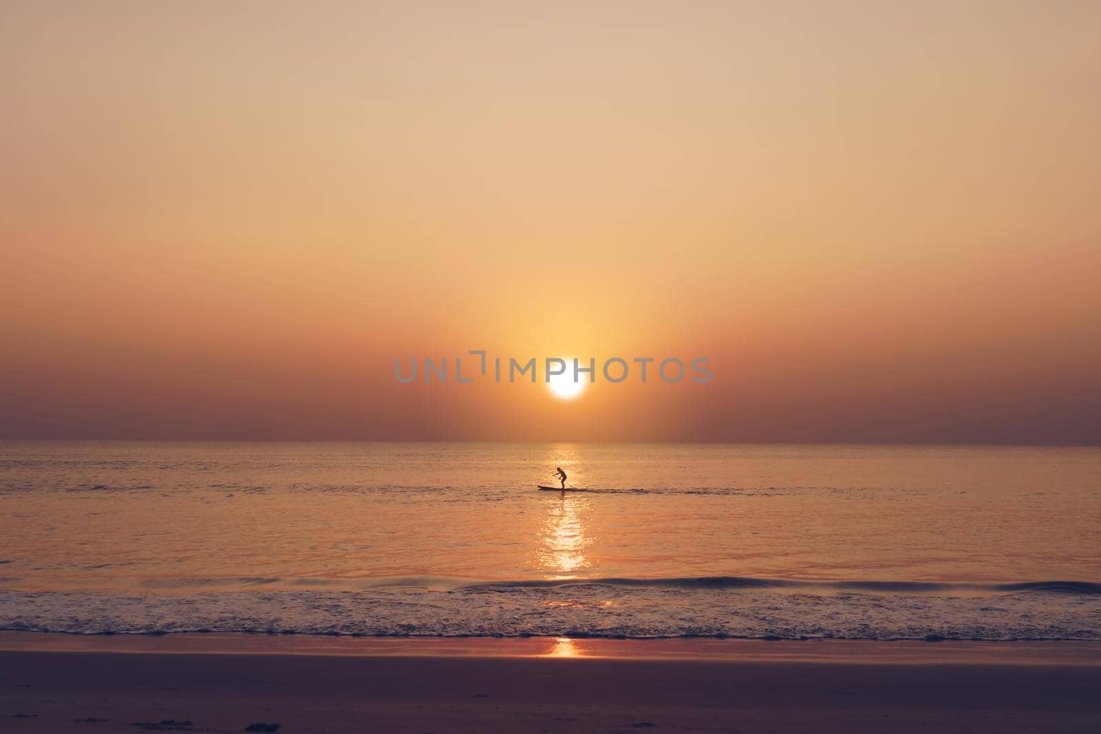 Tropical nature clean beach sunset sky time with sun light by Suwant