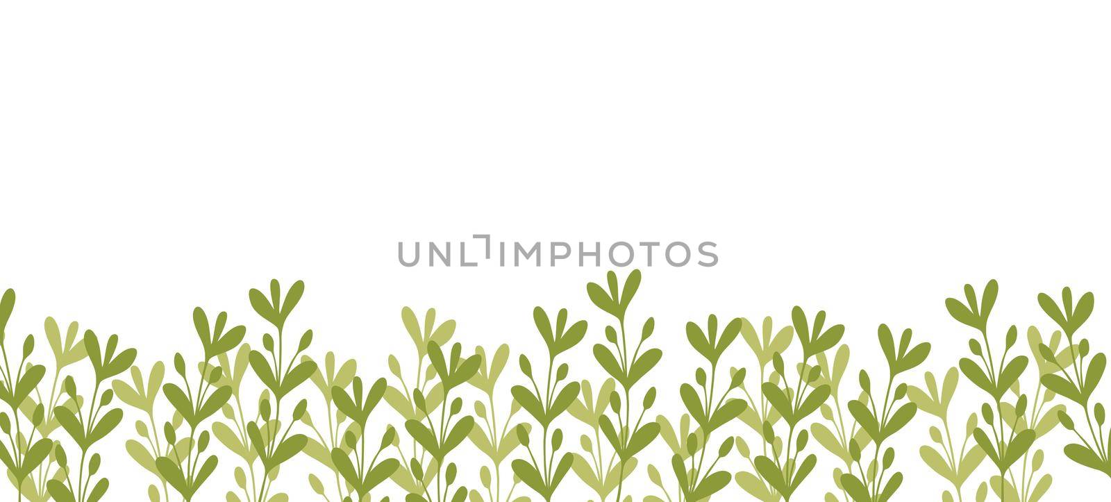 Floral web banner with drawn color exotic leaves. Nature concept design. Modern floral compositions with summer branches. Vector illustration on the theme of ecology, natura, environment. Copy space.