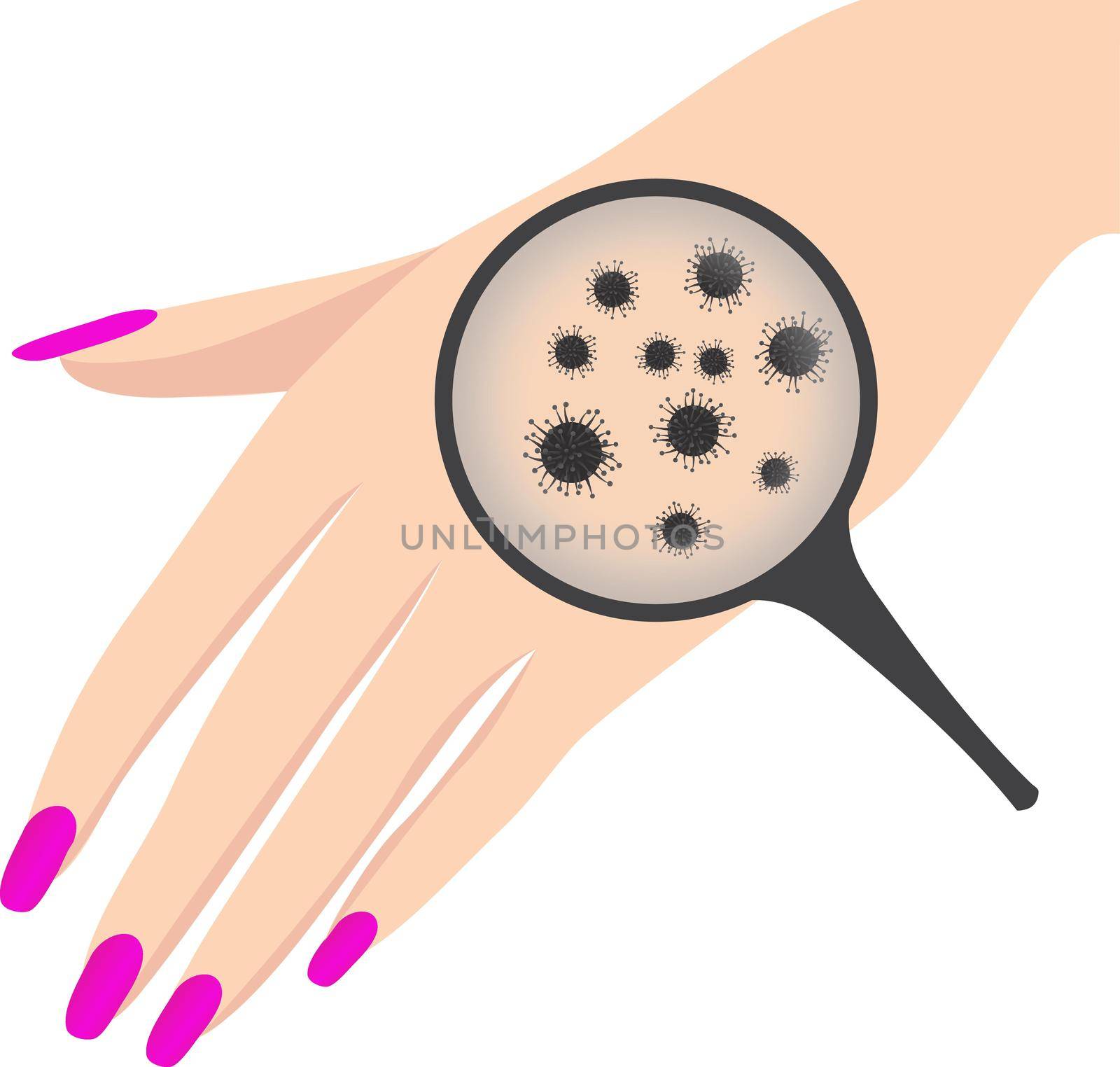 corona virus on hands antiseptic and disinfection concept vector illustration on a white background isolated