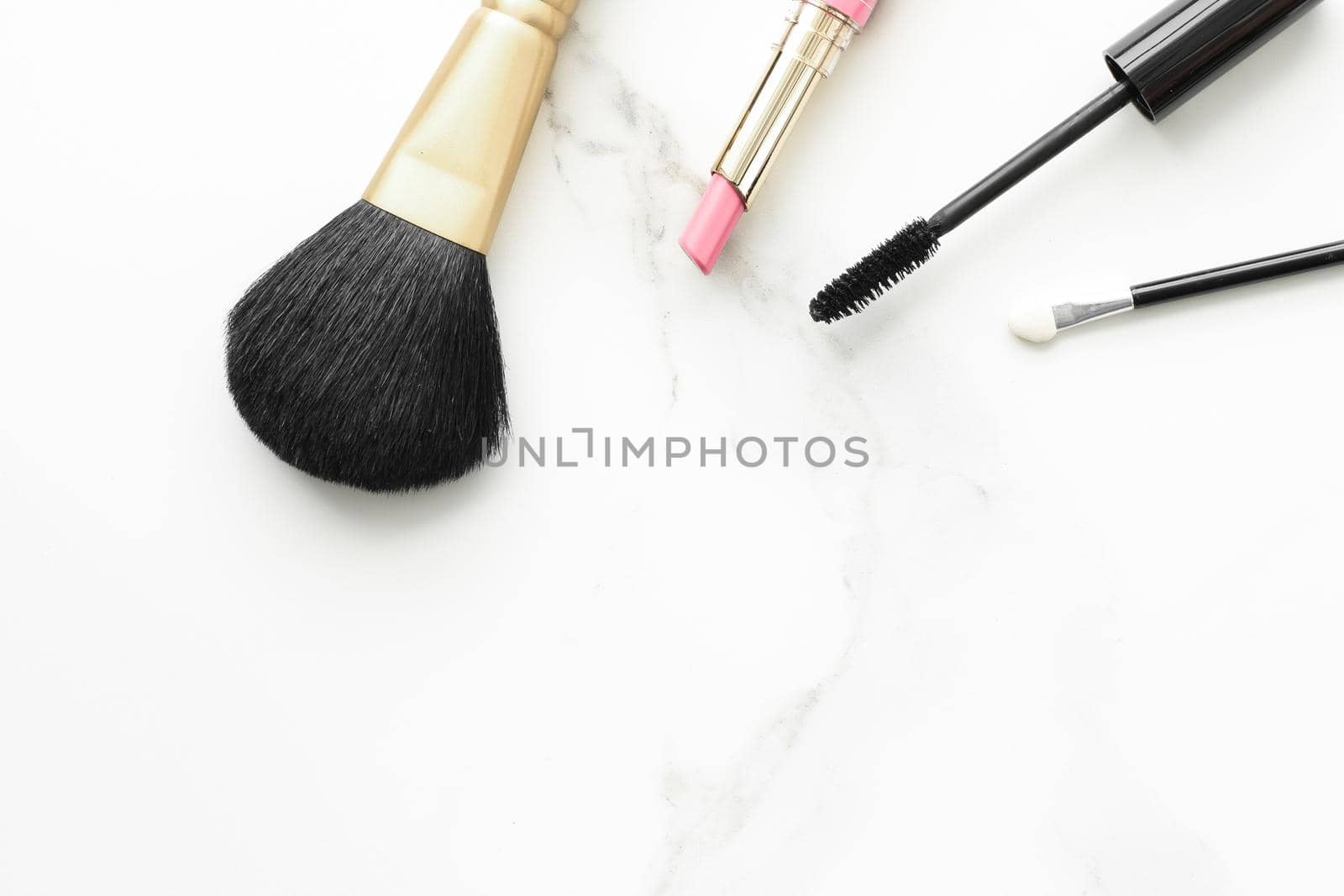 Make-up and cosmetics products on marble, flatlay background - modern feminine lifestyle, beauty blog and fashion inspiration concept