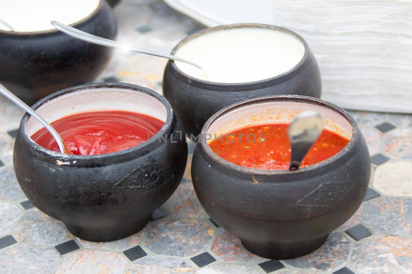 Food in cast iron pots