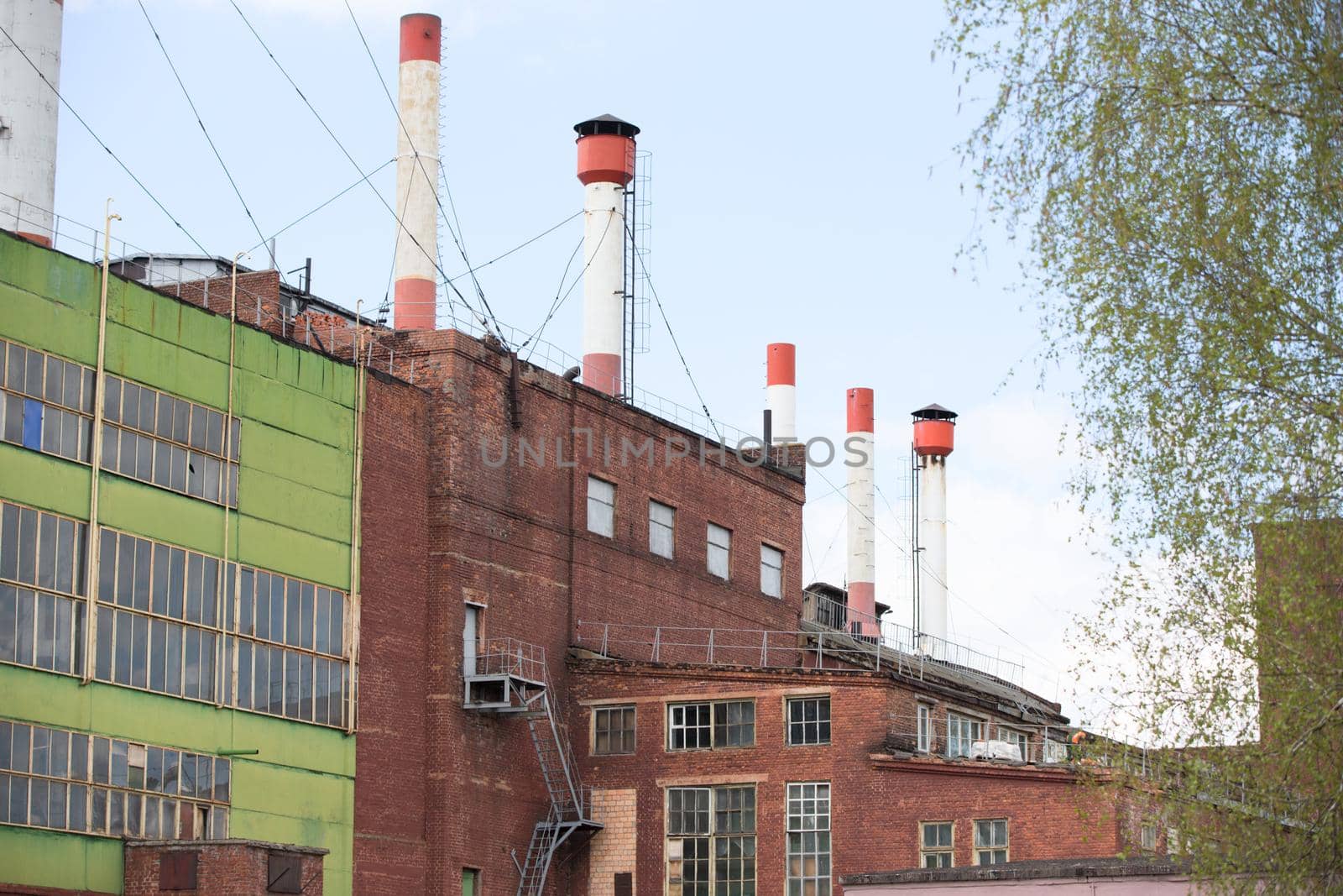 Plant with pipes.Buildings of the plant with pipes