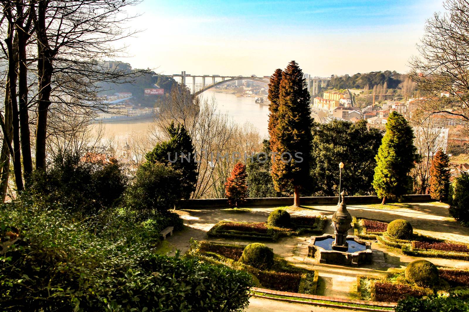 Oporto, Portugal- January 6, 2020: Beautiful and Idyllic Crystal Palace Gardens in Oporto, Portugal