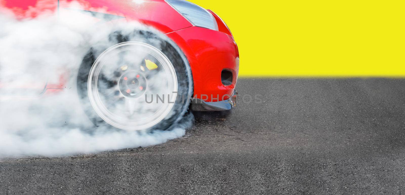 Race drift car burning tires on speed track by toa55