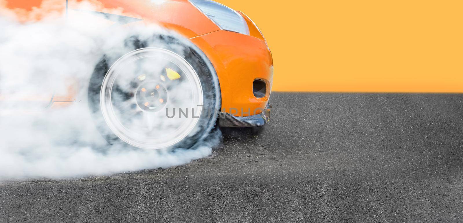 Race drift car burning tires on speed track by toa55