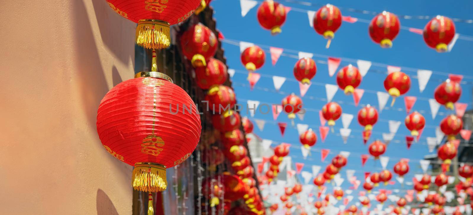 Chinese new year lanterns in china town.