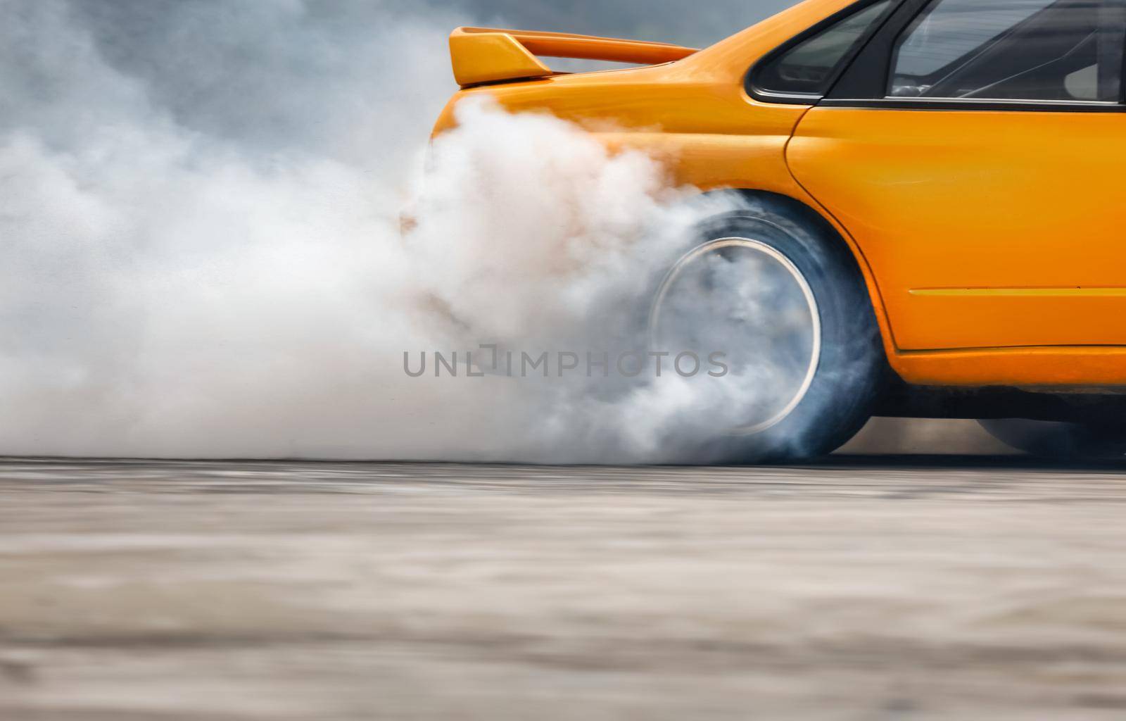 Race drift car burning tires on speed track by toa55