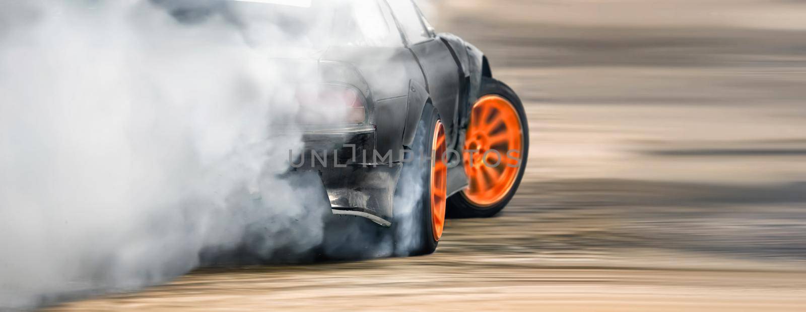 Race drift car burning tires on speed track by toa55