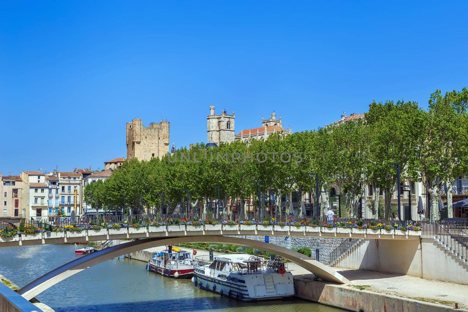 View of Canal de la Robine in Narbonne, France