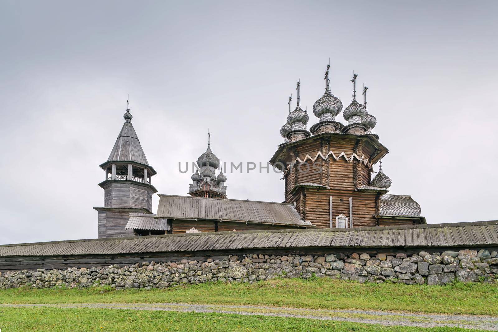 Historical site dating from the 17th century on Kizhi island, Russia. Church of the Intercession of the Virgin