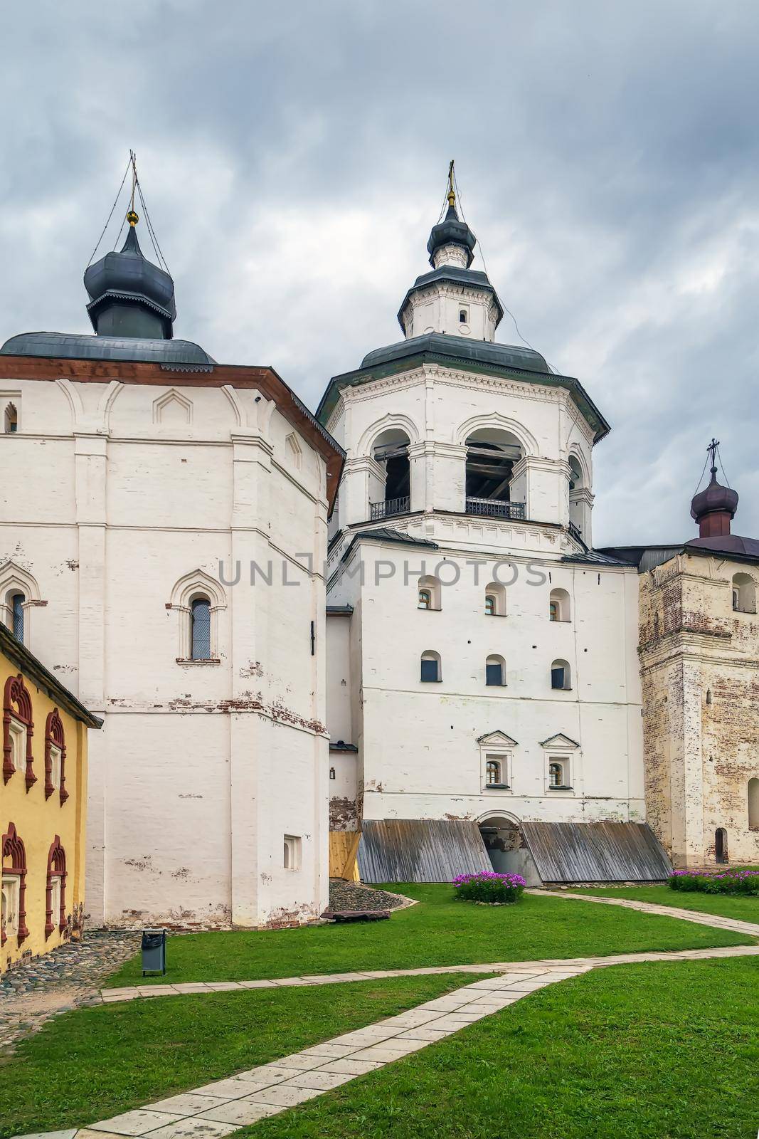 Church and bell tower in Kirillo-Belozersky Monastery, Russia