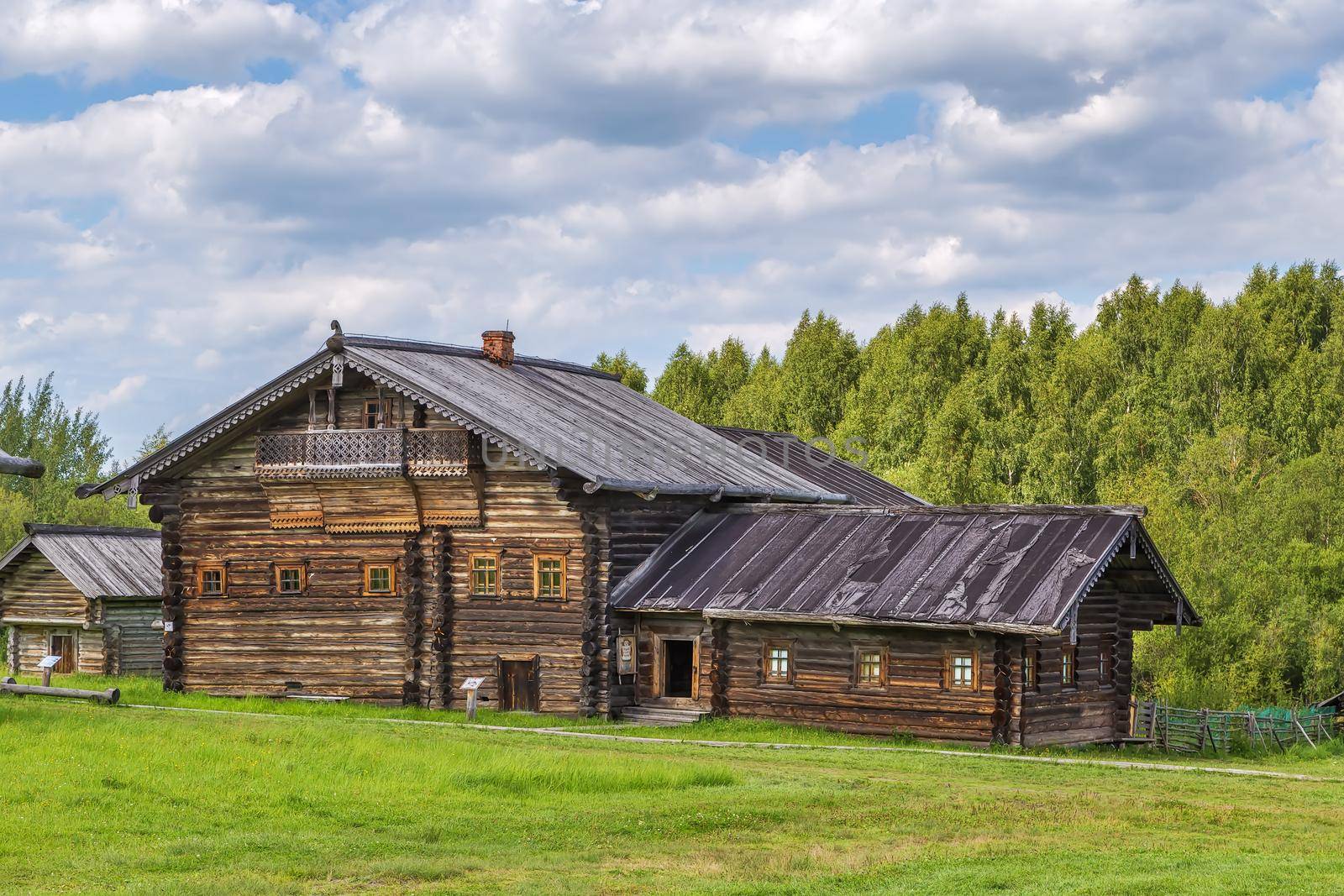 Historical wooden house in Open air museum in Semenkovo, Russia