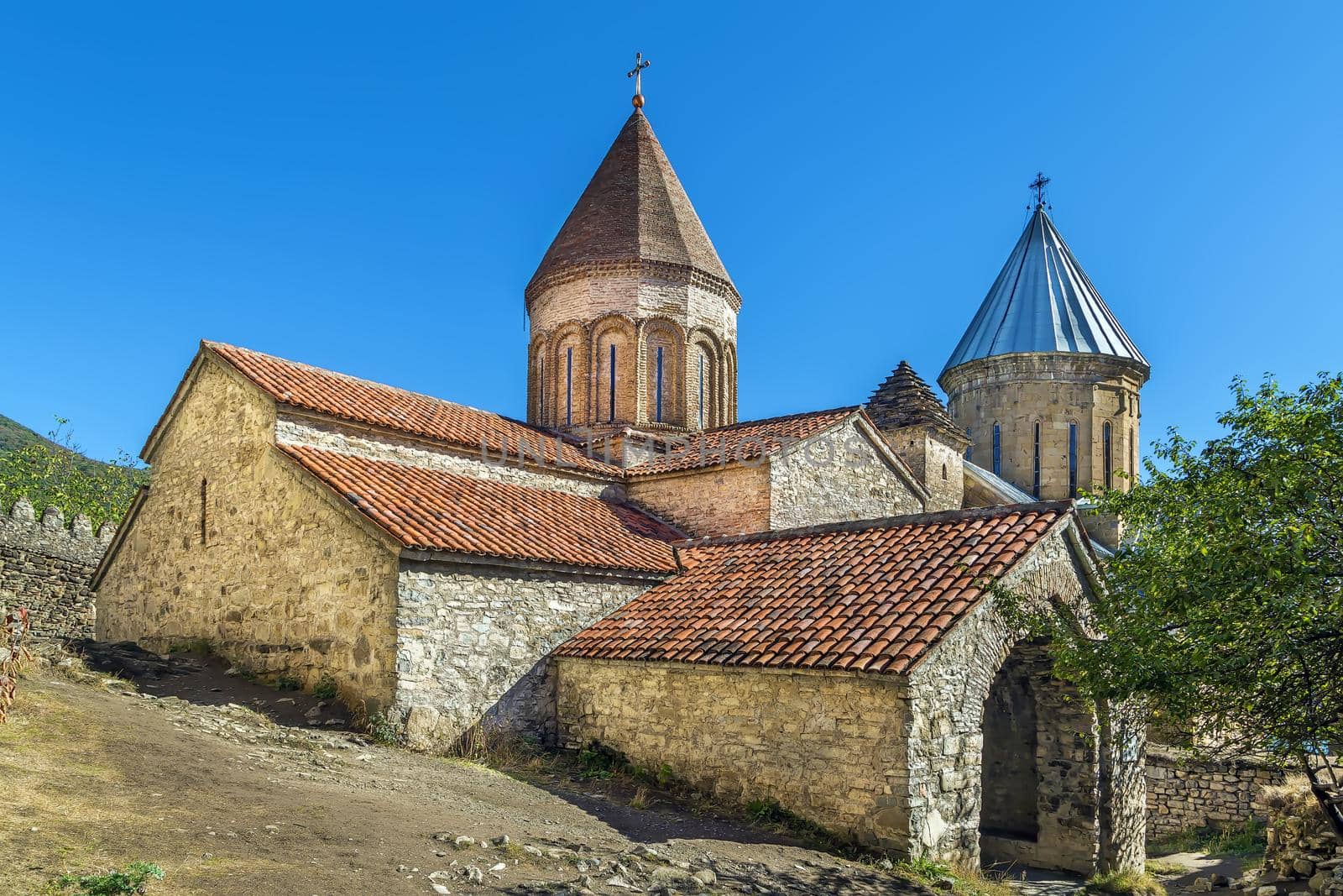 Churches in Ananuri fortress, Georgia. View from the courtyard