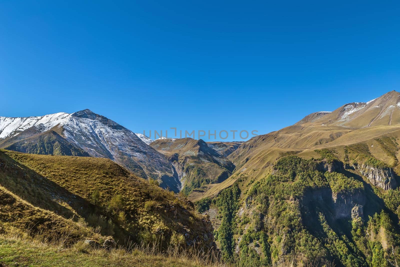 Mountain landscape near Gudauri from Georgia-Russia Friendship Monument, Georgia