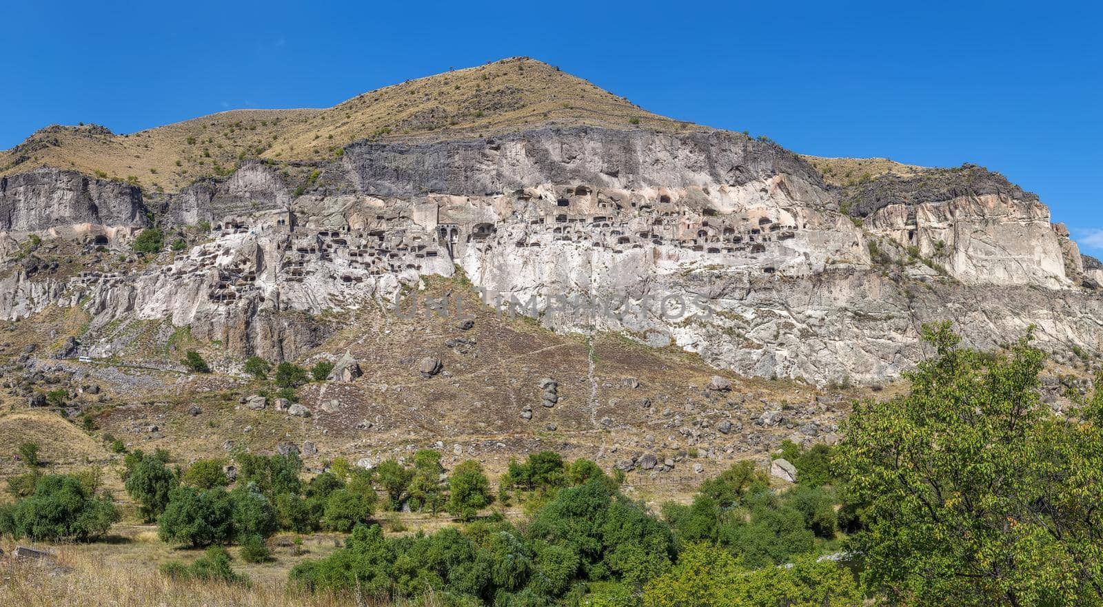 Vardzia is a cave monastery site in southern Georgia, excavated from the slopes of the Erusheti Mountain on the left bank of the Kura River