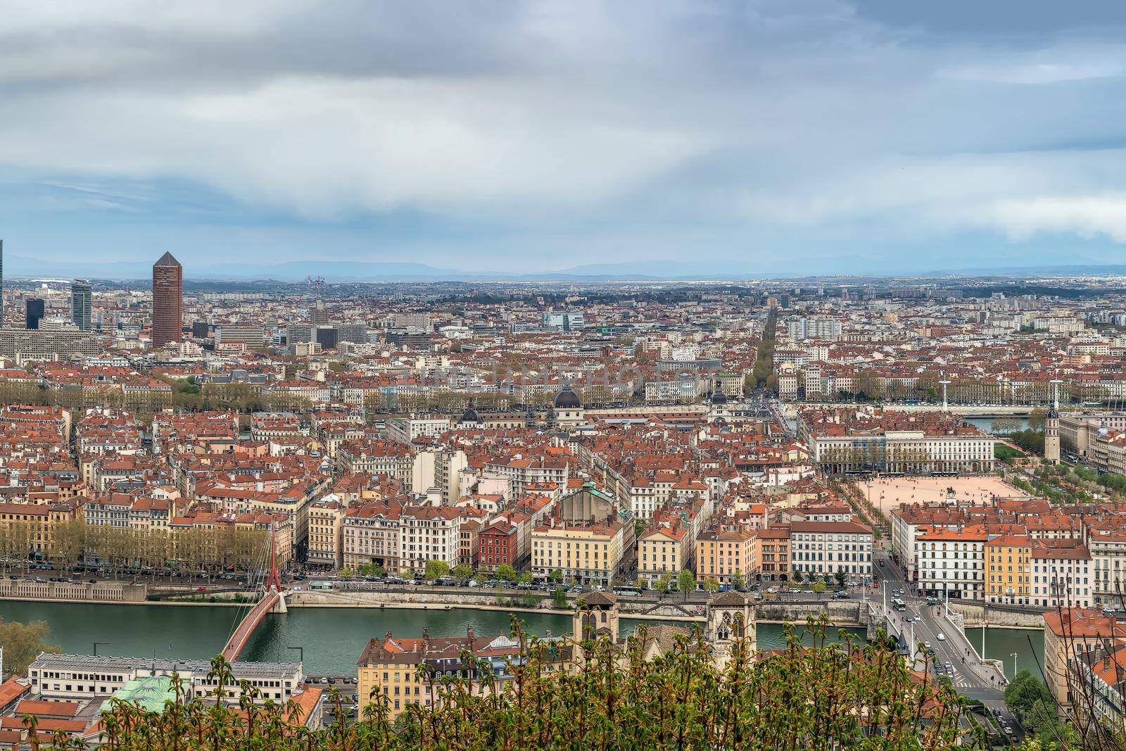 View of Lyon from Basilica of Notre-Dame de Fourviere hill, Frane