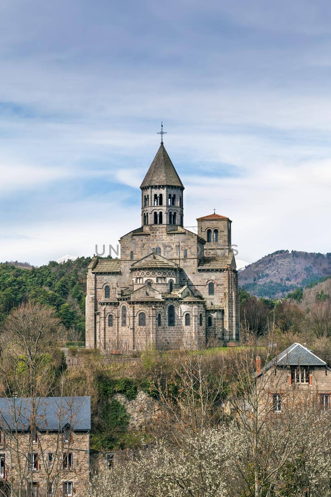 Saint-Nectaire Church dates from the 12th century in Auvergne region of southern France