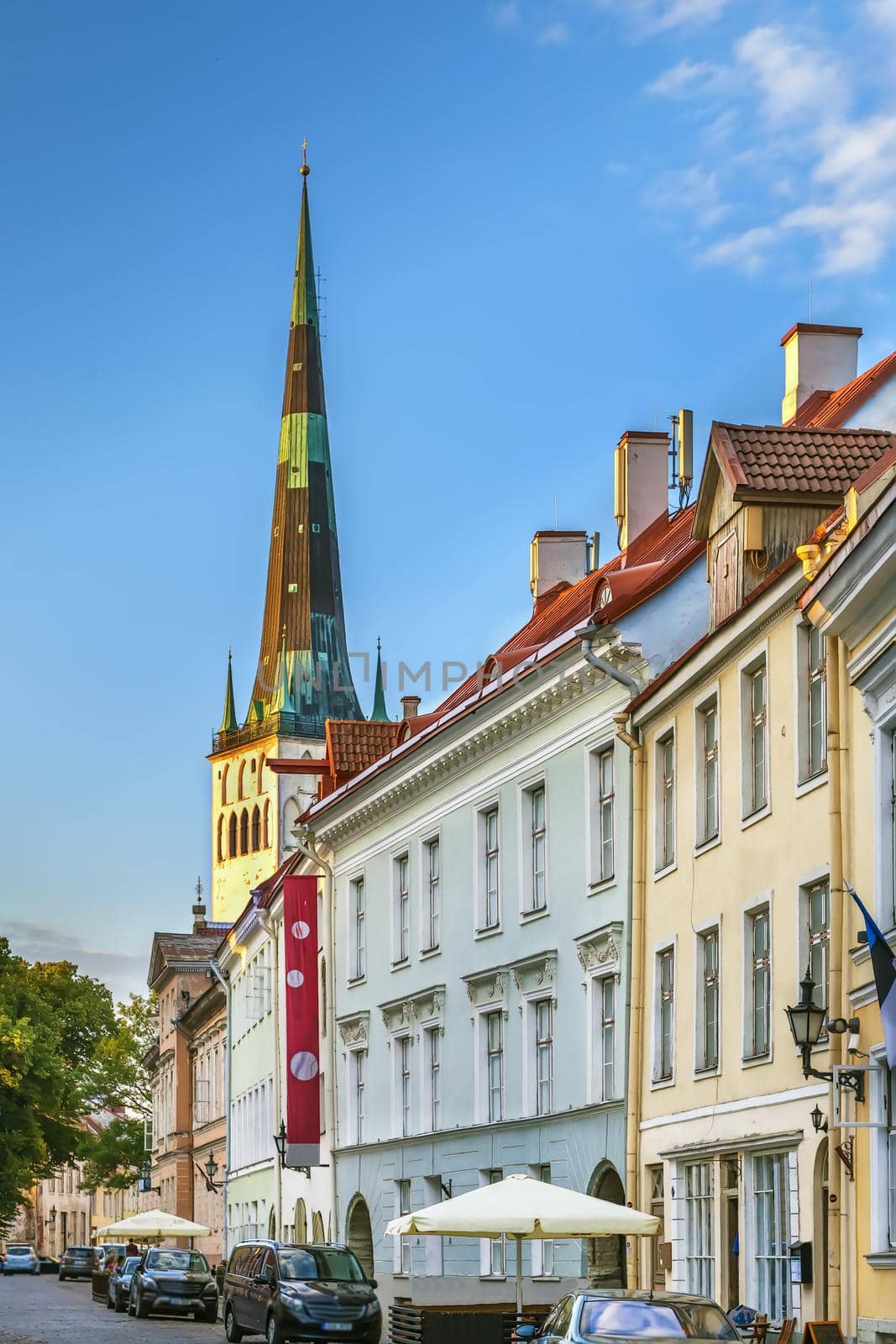 Street with historical houses in Tallinn old town, Estonia