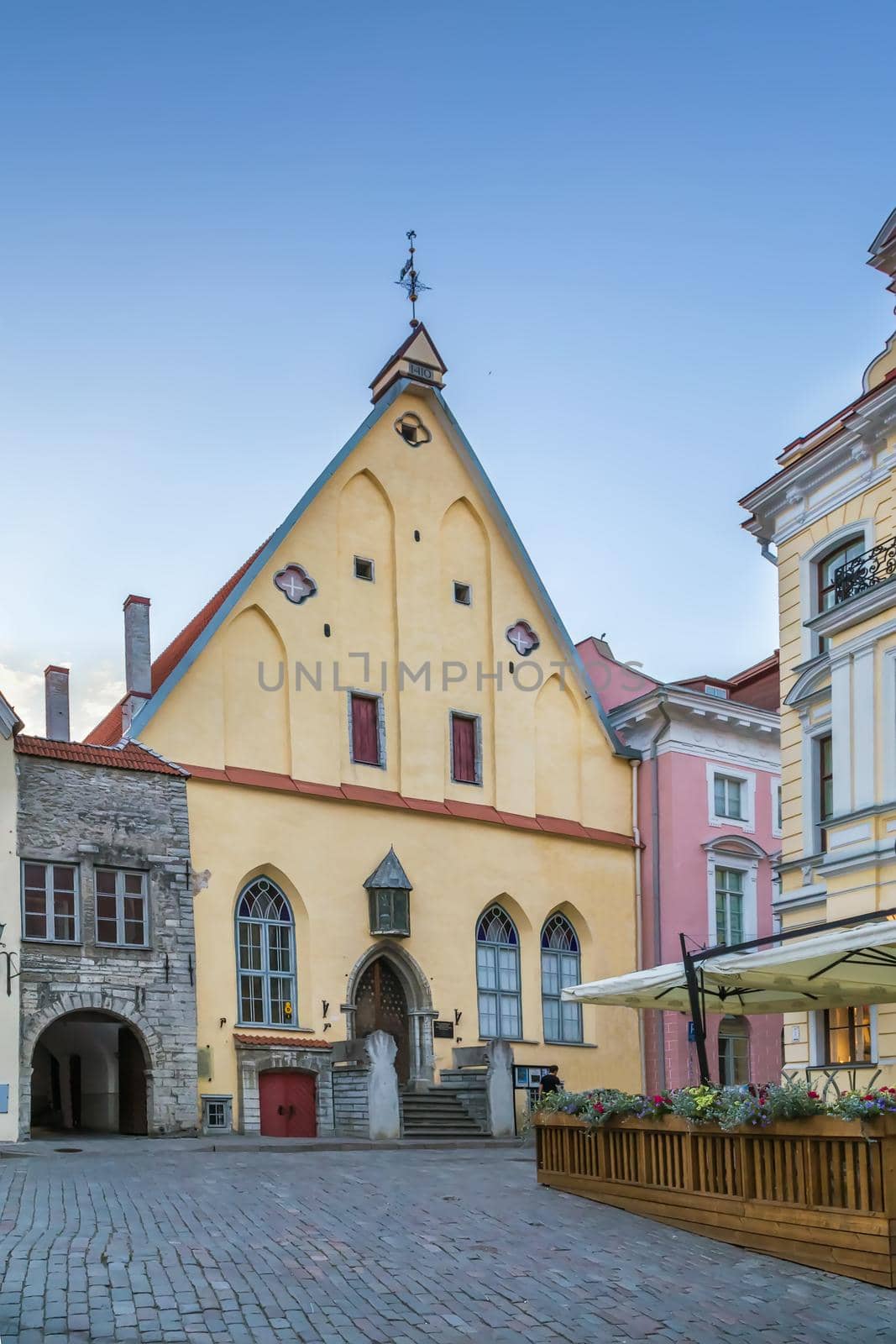 Street with historical houses in Tallinn old town, Estonia