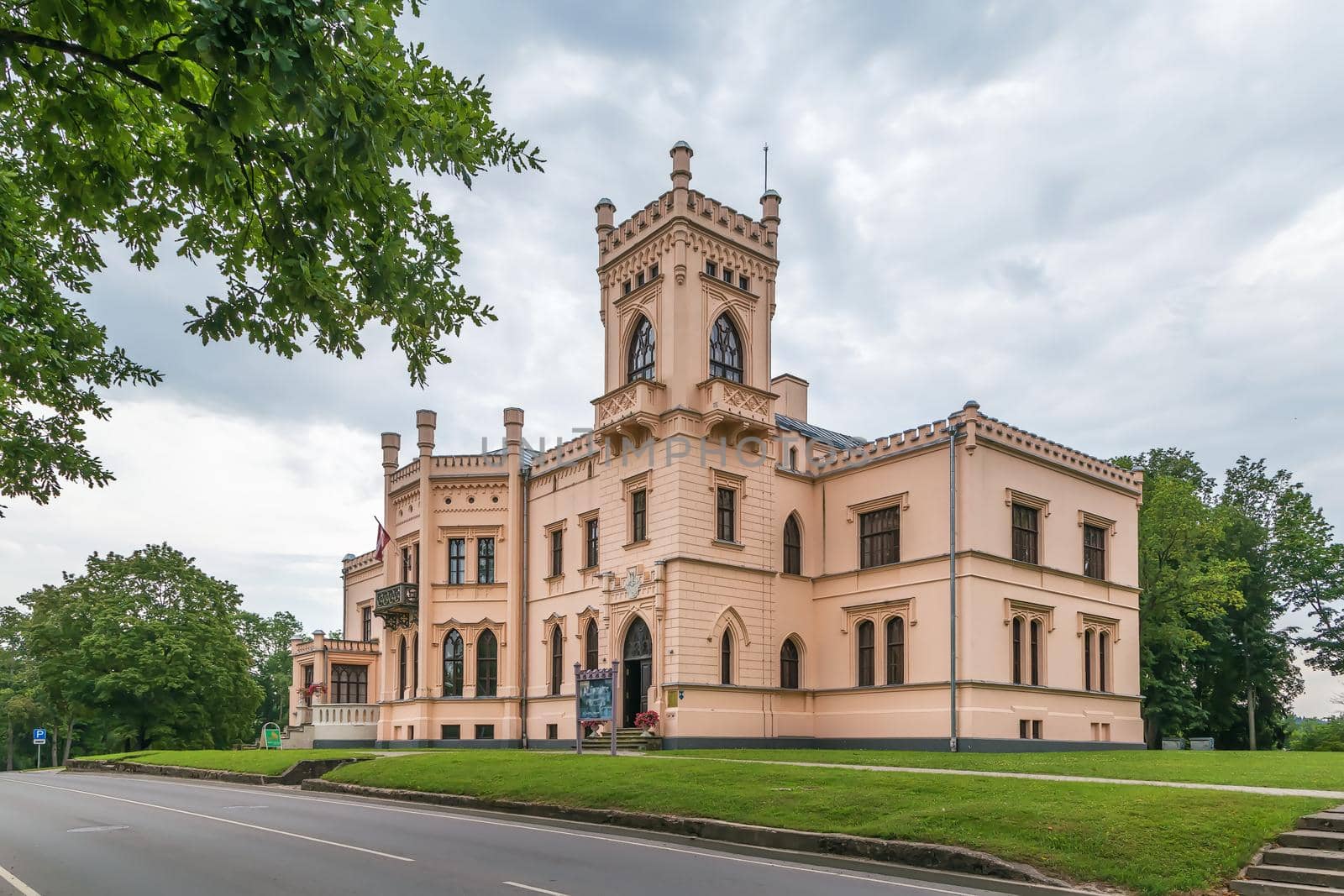 Aluksne New Castle was built from 1859 to 1863 in the style of English neo-gothi, Latvia