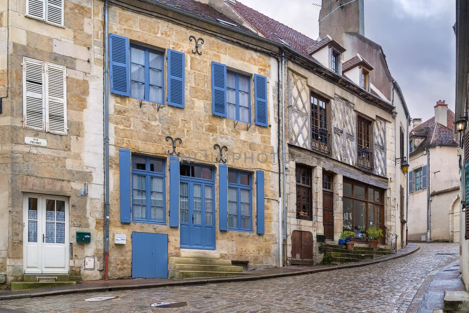 Street in Semur-en-Auxois, France by borisb17