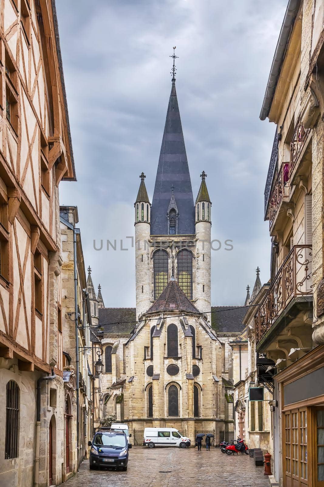 Church of Notre-Dame of Dijon is a Roman Catholic church in Dijon. View from apse