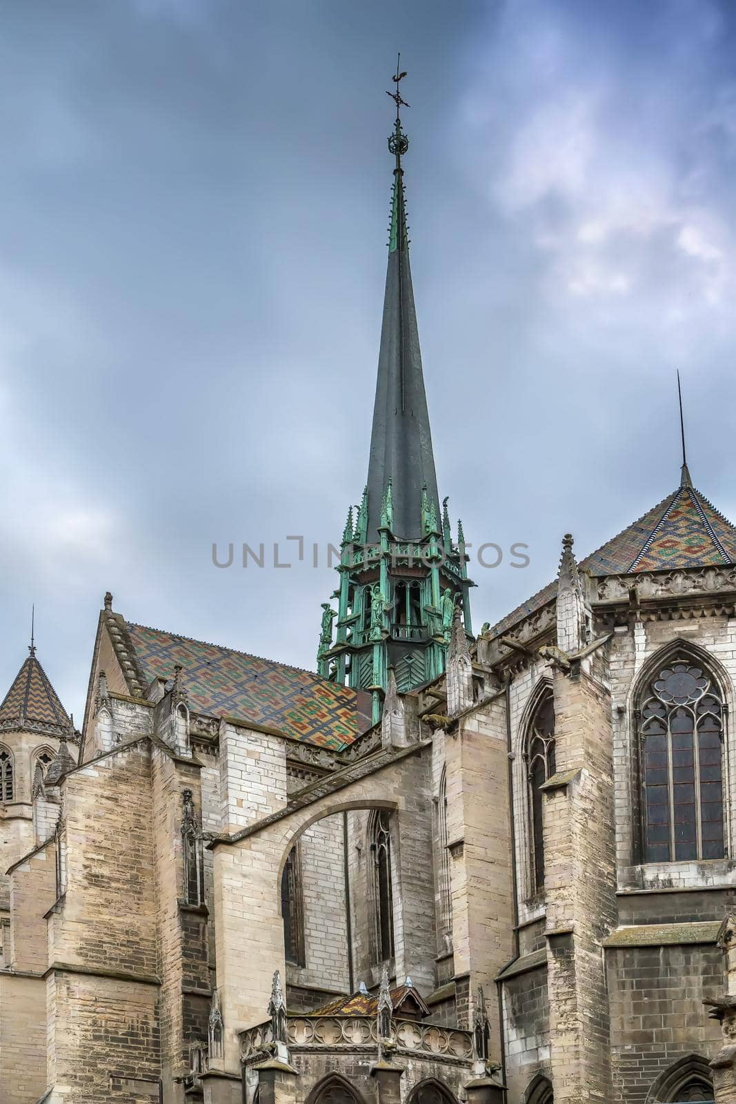 Dijon Cathedral, or Cathedral of Saint Benignus of Dijon is a Roman Catholic church located in Dijon, France. View from apse